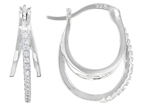 White Cubic Zirconia Rhodium Over Sterling Silver Hoop Earrings 0.25ctw