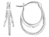 White Cubic Zirconia Rhodium Over Sterling Silver Hoop Earrings 0.25ctw