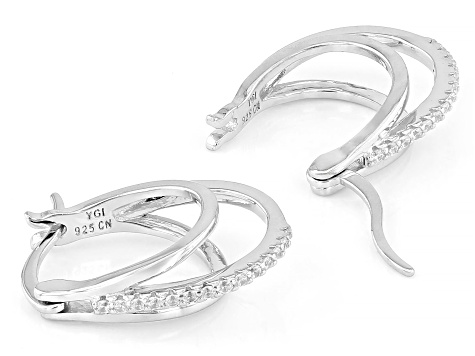 White Cubic Zirconia Rhodium Over Sterling Silver Hoop Earrings 0.25ctw