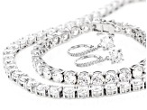 White Cubic Zirconia Rhodium Over Brass Necklace, Bracelet, and Earrings Set 136.06ctw