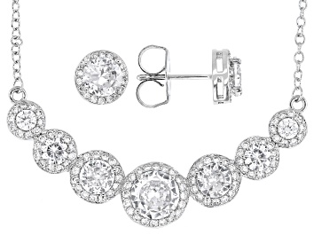 White Cubic Zirconia Rhodium Over Brass Jewelry Set 37.44ctw