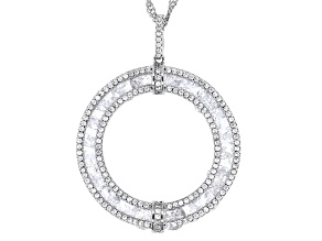 White Cubic Zirconia Rhodium Over Brass Circle Pendant 14.27ctw