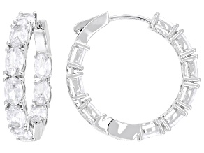 White Cubic Zirconia Rhodium Over Brass Hoop Earrings 10.37ctw