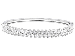 White Cubic Zirconia Rhodium Over Brass Bangle Bracelet 7.57ctw