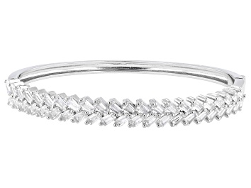 Picture of White Cubic Zirconia Rhodium Over Brass Bangle Bracelet 7.57ctw