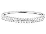 White Cubic Zirconia Rhodium Over Brass Bangle Bracelet 7.57ctw