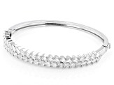 White Cubic Zirconia Rhodium Over Brass Bangle Bracelet 7.57ctw
