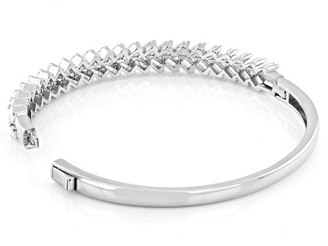 White Cubic Zirconia Rhodium Over Brass Bangle Bracelet 7.57ctw