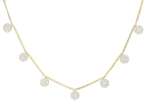 White Cubic Zirconia 18k Yellow Gold Over Sterling Silver Necklace 0.93ctw