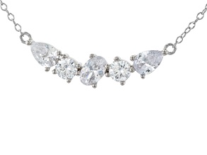 White Cubic Zirconia Rhodium Over Sterling Silver Station Necklace 2.93ctw