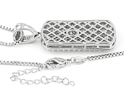 White Cubic Zirconia Rhodium Over Brass Dog Tag Pendant 7.52ctw