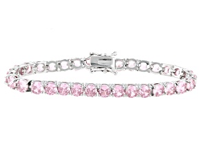 Pink Cubic Zirconia Rhodium Over Brass Tennis Bracelet 22.17ctw