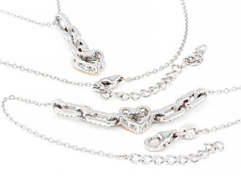 Cubic Zirconia Rhodium Over Silver and Eterno™ Yellow Heart