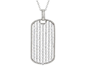 White Cubic Zirconia Rhodium Over Sterling Silver Dog Tag Necklace 4.45ctw