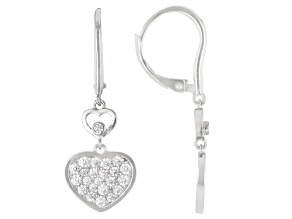 White Cubic Zirconia Rhodium Over Sterling Silver Heart Earrings 1.62ctw
