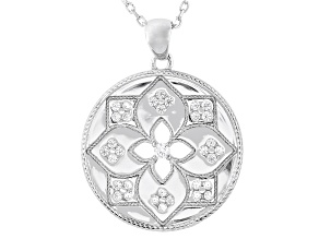 White Cubic Zirconia Rhodium Over Sterling Silver Pendant 0.44ctw