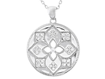 White Zircon Rhodium Over Sterling Silver Heart Necklace 1.38ctw