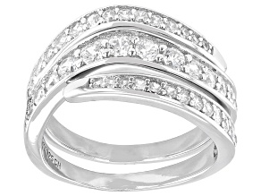 White Cubic Zirconia Rhodium Over Sterling Silver Multi-Row Ring 1.81ctw