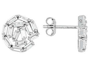 White Cubic Zirconia Rhodium Over Sterling Silver Stud Earrings 2.32ctw
