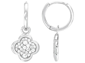 White Cubic Zirconia Rhodium Over Sterling Silver Clover Dangle Earrings 1.00ctw