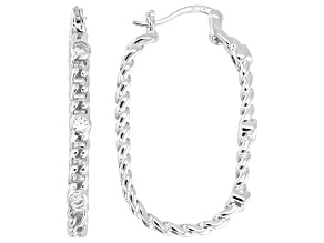 White Cubic Zirconia Rhodium Over Sterling Silver Hoop Earrings 0.48ctw