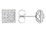White Cubic Zirconia Rhodium Over Brass Stud Earring Set of 3 3.22ctw