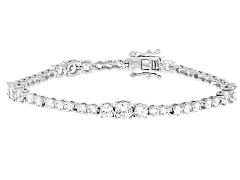 White Cubic Zirconia Rhodium Over Brass Necklace, Bracelet, and