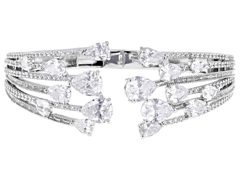 White Cubic Zirconia Rhodium Plated Cuff Bracelet 24.41ctw