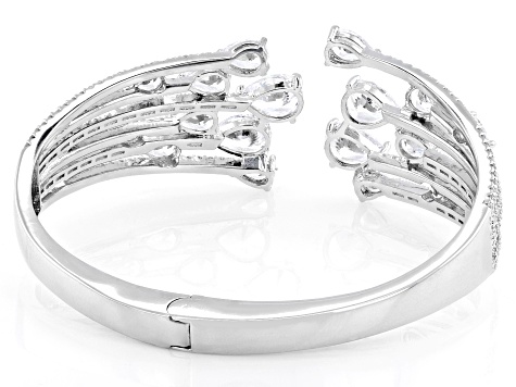 White Cubic Zirconia Rhodium Plated Cuff Bracelet 24.41ctw