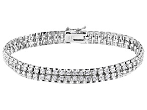 White Cubic Zirconia Rhodium Over Brass Tennis Bracelet 6.60ctw