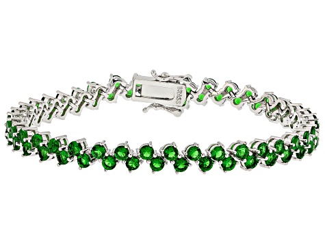 Green Cubic Zirconia Rhodium Over Brass Tennis Bracelet 14.05ctw