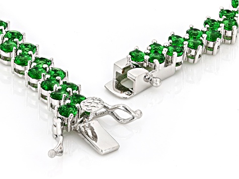 Green Cubic Zirconia Rhodium Over Brass Tennis Bracelet 14.05ctw