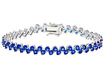 Blue Cubic Zirconia Rhodium Over Brass Tennis Bracelet 14.05ctw