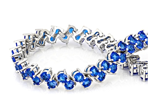 Blue Cubic Zirconia Rhodium Plated Tennis Bracelet 14.05ctw
