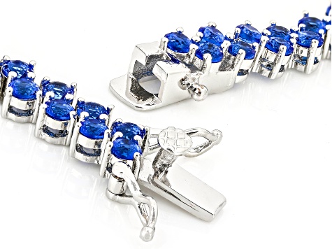 Blue Cubic Zirconia Rhodium Plated Tennis Bracelet 14.05ctw