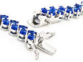Blue Cubic Zirconia Rhodium Plated Tennis Bracelet 14.05ctw