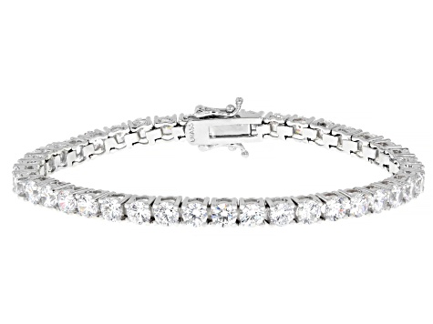 White Cubic Zirconia Rhodium Plated Tennis Bracelet Set of 3 72.66