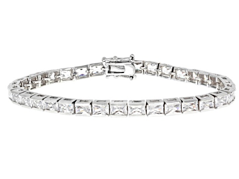 White Cubic Zirconia Rhodium Plated Tennis Bracelet Set of 3 72.66