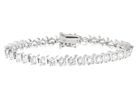 White Cubic Zirconia Rhodium Plated Tennis Bracelet Set of 3 72.66