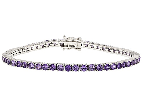 Purple Cubic Zirconia Rhodium Over Brass Tennis Bracelet 23.60ctw