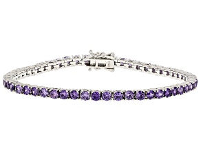 Purple Cubic Zirconia Rhodium Plated Tennis Bracelet 9.72ctw