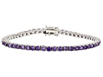 Purple Cubic Zirconia Rhodium Over Brass Tennis Bracelet 23.60ctw