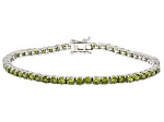 Green Cubic Zirconia Rhodium Over Brass Tennis Bracelet 23.60ctw