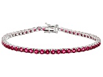 Red Cubic Zirconia Rhodium Over Brass Tennis Bracelet 23.60ctw