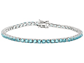 Light Blue Cubic Zirconia Rhodium Over Brass Tennis Bracelet 23.60ctw