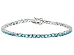 Light Blue Cubic Zirconia Rhodium Over Brass Tennis Bracelet 23.60ctw