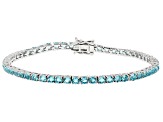 Light Blue Cubic Zirconia Rhodium Over Brass Tennis Bracelet 23.60ctw