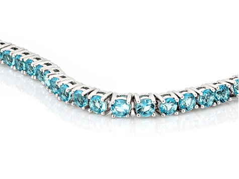 Light Blue Cubic Zirconia Rhodium Over Brass Tennis Bracelet 23.60ctw
