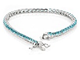 Light Blue Cubic Zirconia Rhodium Over Brass Tennis Bracelet 23.60ctw