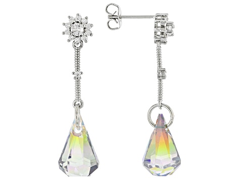 Aurora Borealis Drop Dangle Earrings, RARE Swarovski Crystal  Aurora Borealis Crystal Drop Earrings main image 1